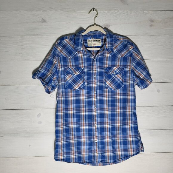 Urban Pipeline Men L pearl button up short sleeve shirt. Western - Picture 1 of 5